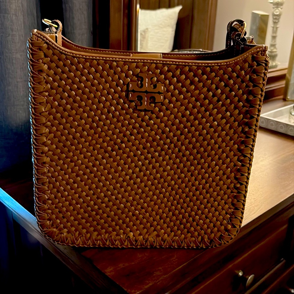Tory Burch Brown Woven Crossbody Bag